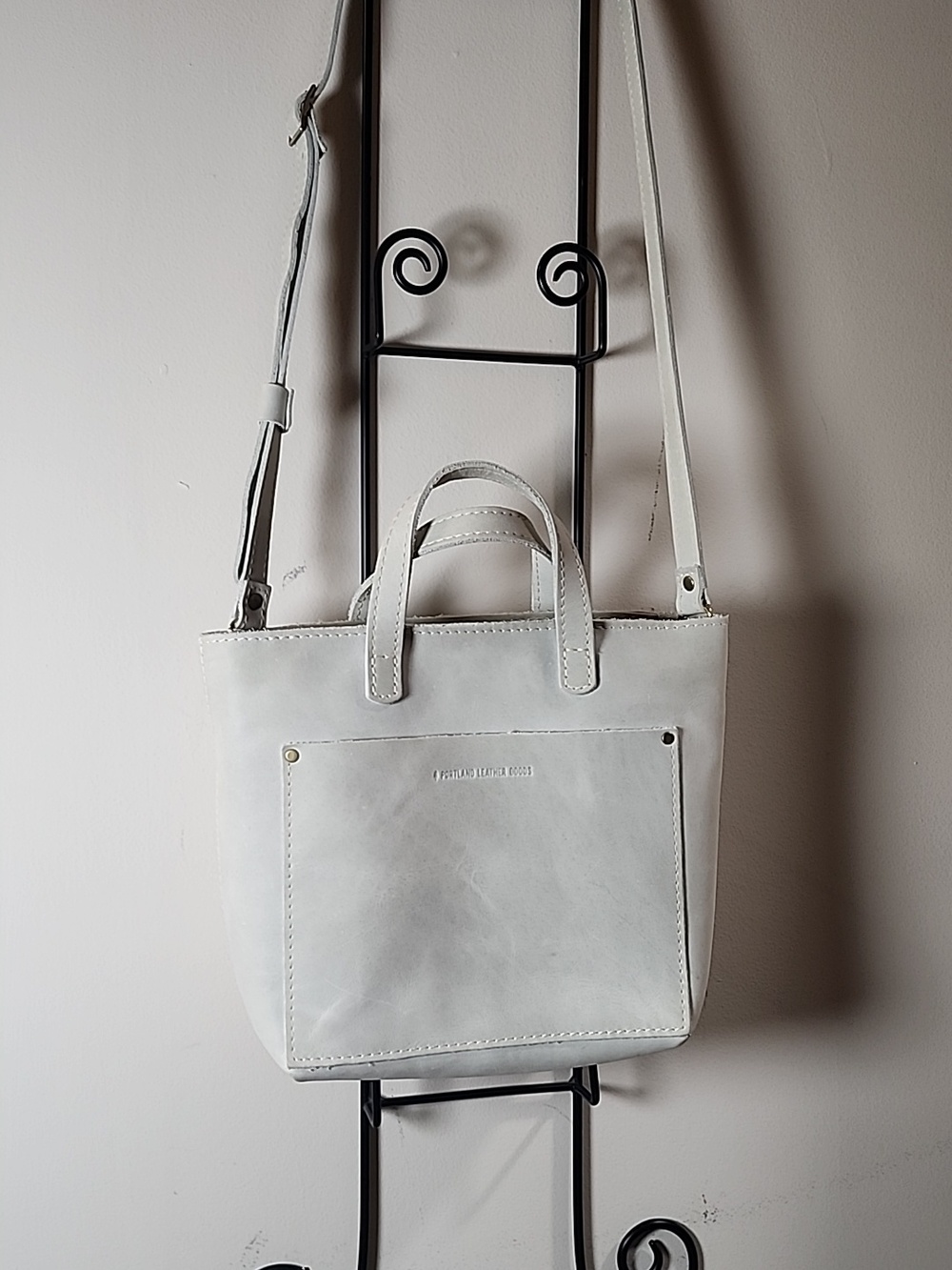 Portland Leather Goods Rare Light Green Satchel Tote Bag Leather Crossbody Purse - Picture 12 of 12